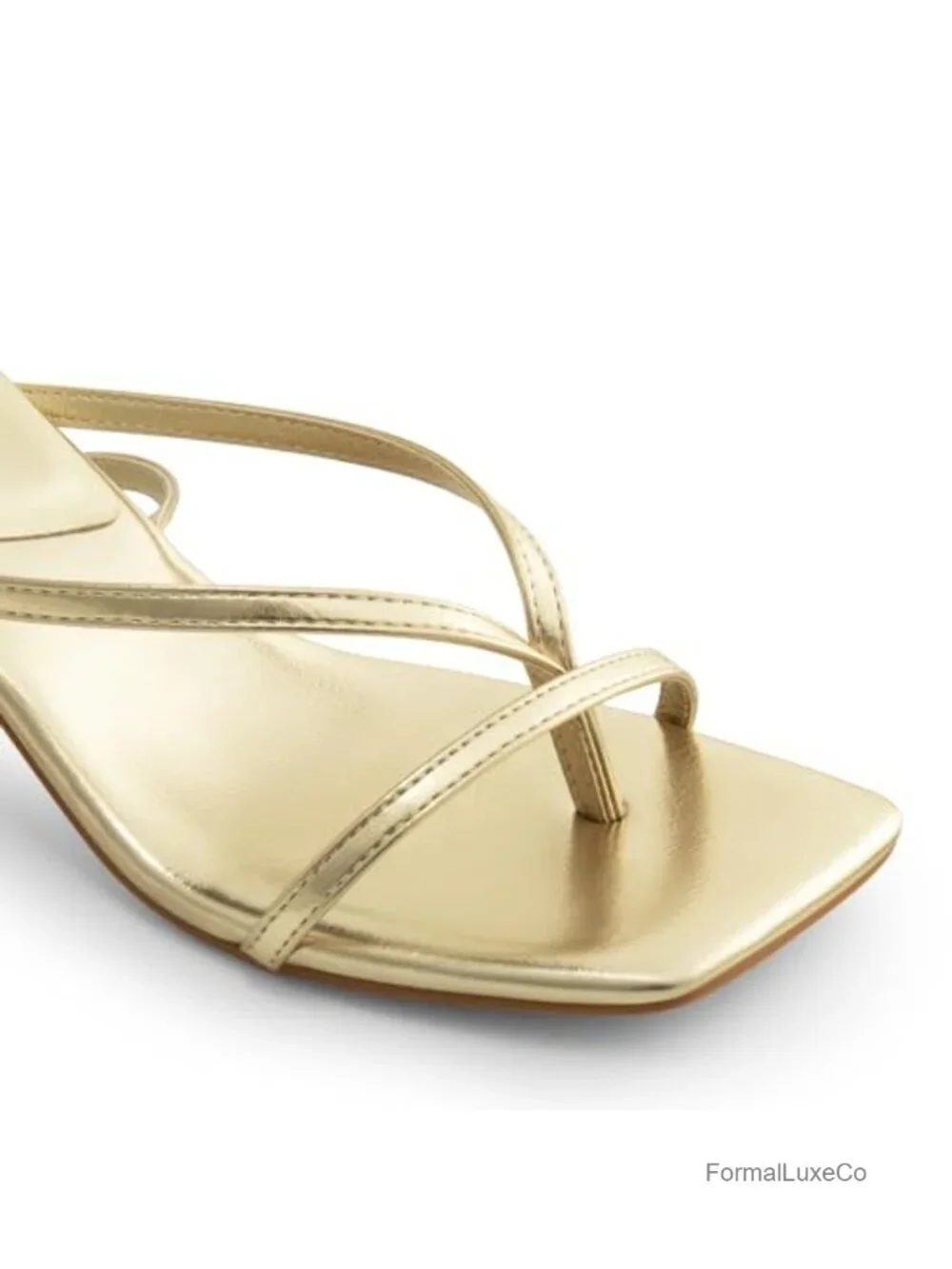 Strappy Square Toe Kitten Heel Sandals with Ankle Strap for Wedding Guest